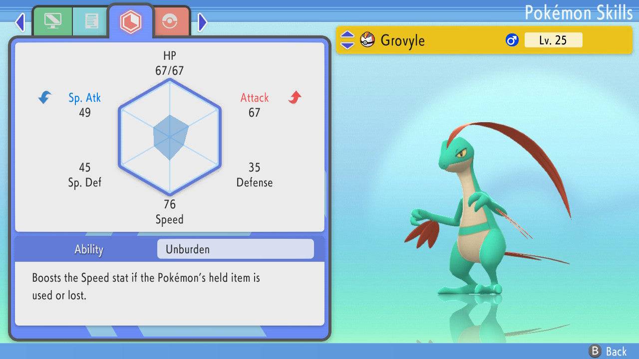 Pokemon Brilliant Diamond and Shining Pearl Hidden Ability Grovyle 6IV-EV Trained - Pokemon4Ever