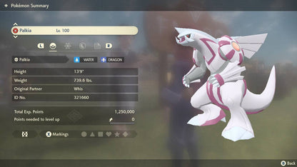 Pokemon Legends Arceus Palkia Max Effort Levels 6IV-EV Trained - Pokemon4Ever